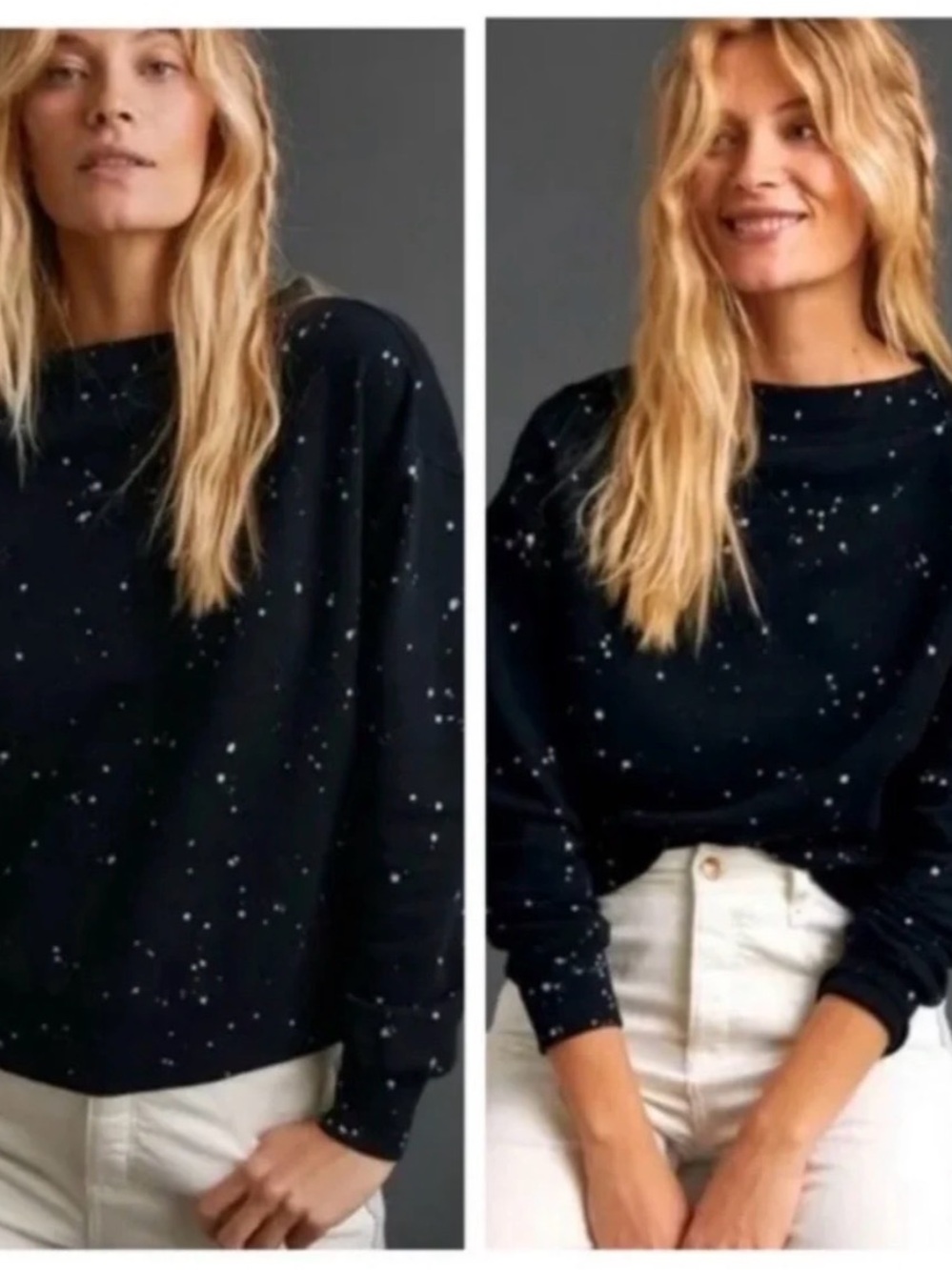 Anthropologie Pilcro Black Splatter Crewneck Sweatshirt - Women